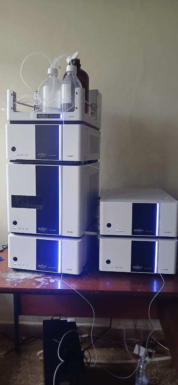 Fully assembled HPLC stack on the laboratory bench
